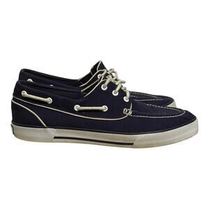 Ralph Lauren Polo Navy Canvas Boat Shoes Men's Size 10D Deck Slip On Loafers